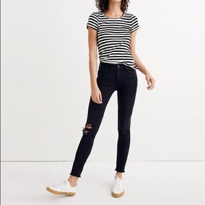 Madewell Black Distressed 9” High Rise Skinny Jean